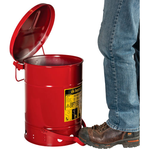 Justrite 6 Gallon Oily Waste Can, Red, 09100