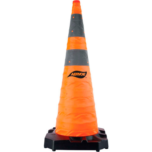 Aervoe 36in Heavy Duty Collapsible Safety Cone with LED Light, Weighted Base, Pack of 6