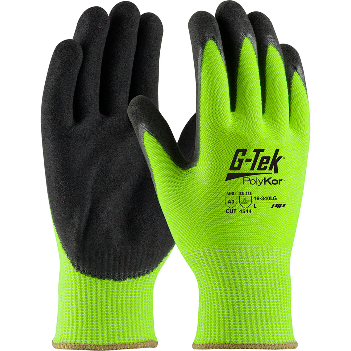 PIP HPPE, Nitrile, Polykor Cut Resistant Gloves, ANSI A3, 13 Gauge, Black, Size M, Pack of 12