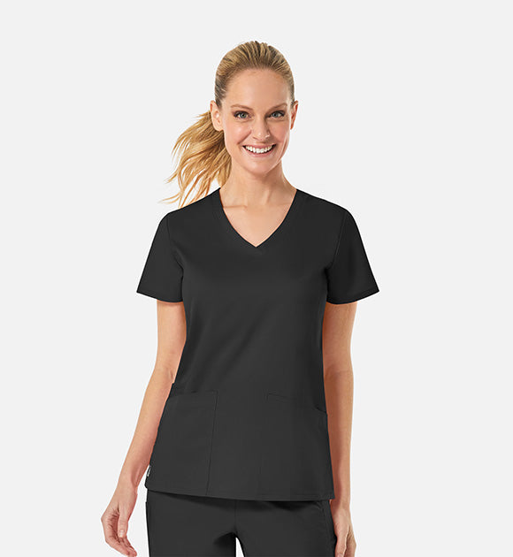 Maevn EON Women's Back Mesh Panel Curved V-Neck Scrub Top Style 1738
