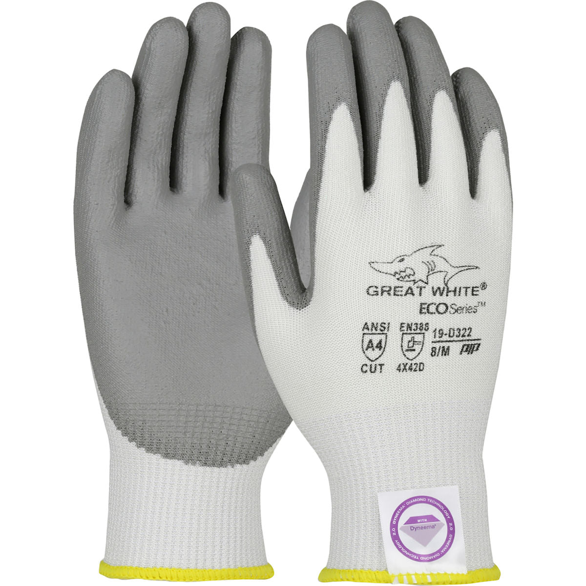 PIP Dyneema Diamond, Polyurethane Cut Resistant Gloves, ANSI A3, 13 Gauge, White, Size M, Pack of 12