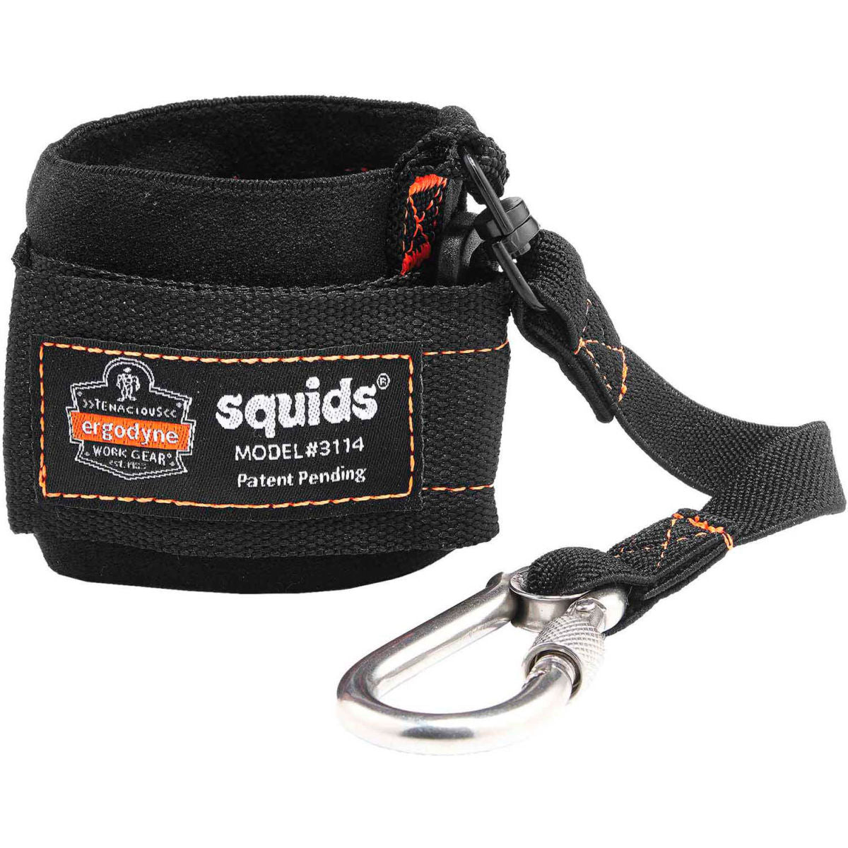 Ergodyne 19056 Squids 3114 Pull-On Wrist Lanyard with Carabiner, 3lbs Max, Black, Pack of 6