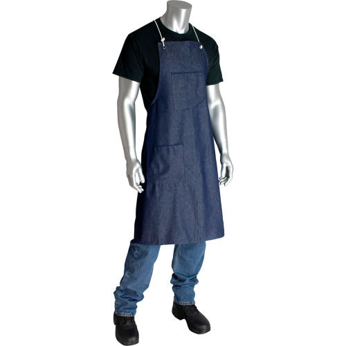 PIP Denim Apron, Two Pockets, Blue, 28in x 38in