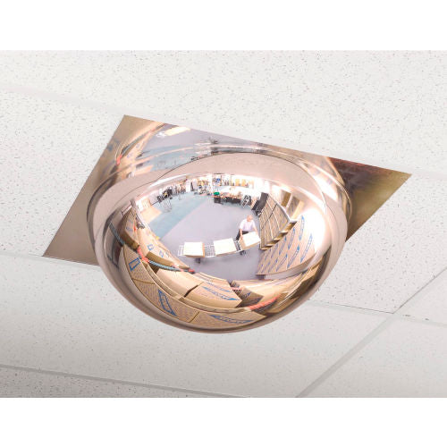 Vision Metalizers Full Dome Acrylic Drop-In Mirror, Indoor, 23in Dia. With 2ft x 2ft Panel, 360° Viewing Angle