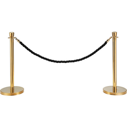 Global Industrial Black Vinyl Braided Rope, 59in with Ends, For Portable Gold Post