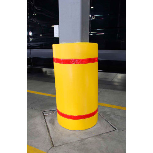 Innoplast Soft Nylon Column Protector, 44inH x 48inW, Yellow With Red Tape