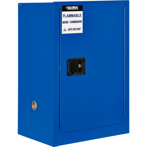 Global Industrial 12 Gallon Acid Corrosive Cabinet, Manual Close, 1 Door, 23inW x 18inD x 35inH