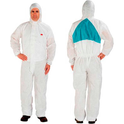 3M Disposable Coverall 4520, Knit Cuffs, Attached Hood, White, 20 per Case