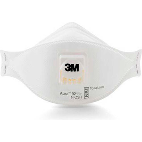 3M Aura 9211+ N95 Particulate Respirator With Valve, 10/Box, Case Of 12 Boxes