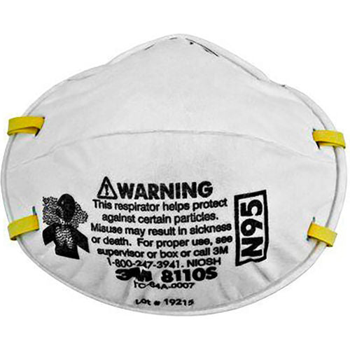3M 8110S N95 Disposable Particulate Respirator, Small, 20/Box