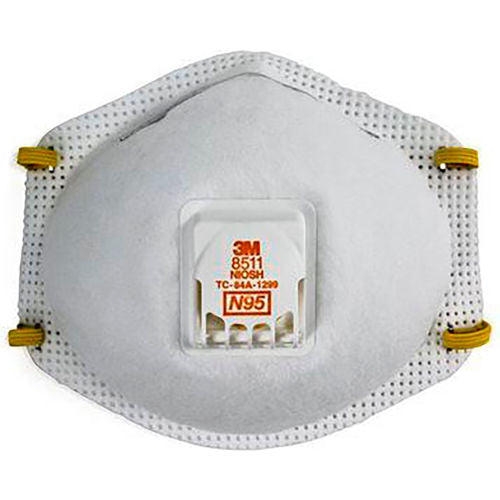 3M 8511 N95 Disposable Respirator With Exhalation Valve, 10/Box