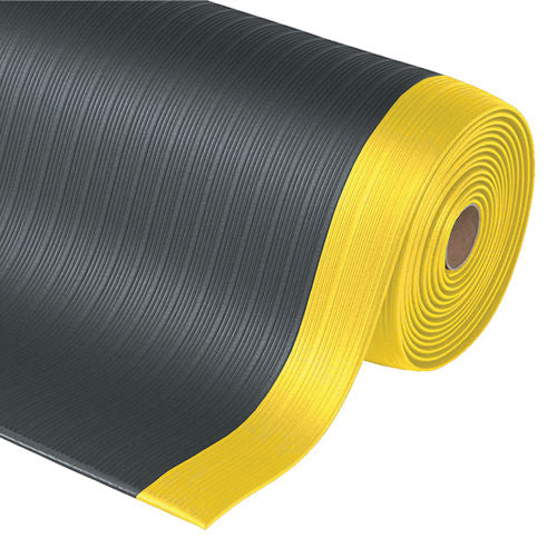 NoTrax 408 Achilles Anti Fatigue Matting Roll, 5/8in Thick, 3ft x 30ft, Black with Yellow Border