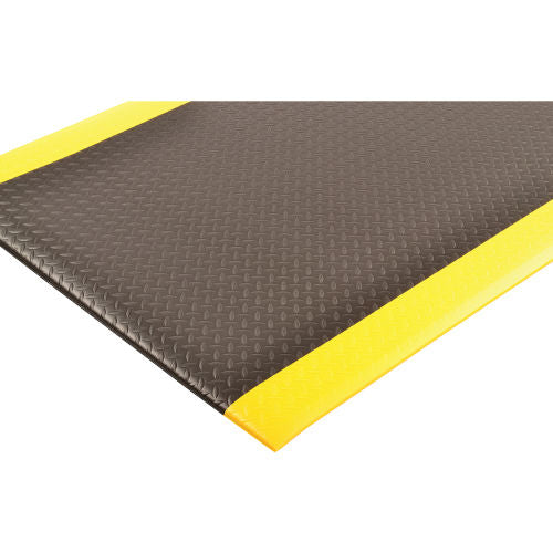 NoTrax Diamond Sof-Tred Anti Fatigue Mat, 1/2in Thick, 3ft x 60ft Roll, Black with Yellow Border