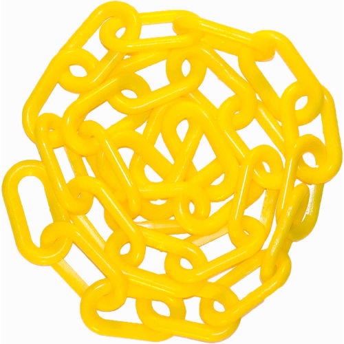 Mr. Chain Plastic Barrier Chain, 2in x 100ft L, HDPE, Yellow