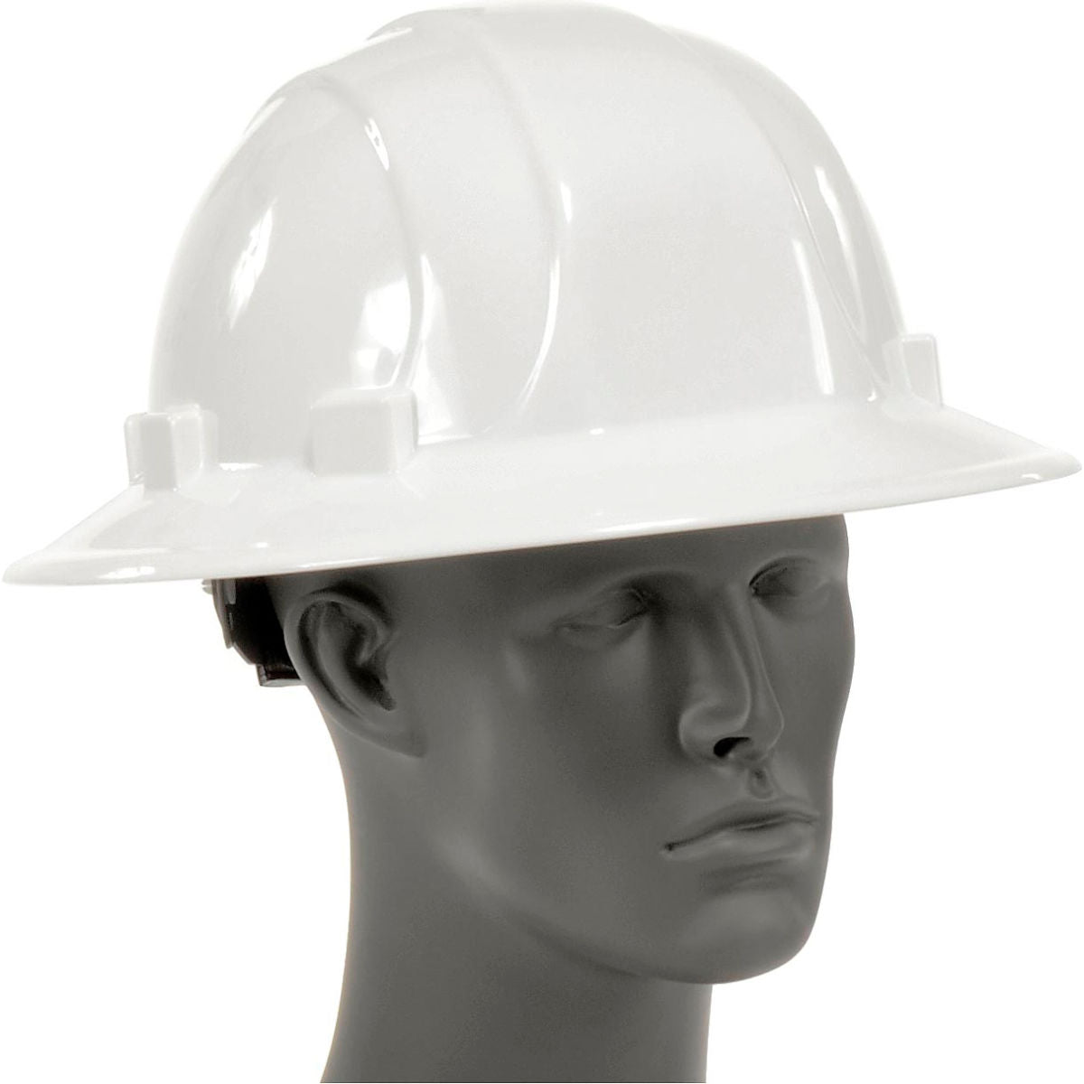 ERB Omega II Full Brim Hard Hat, 6-Point Mega Ratchet Suspension, White