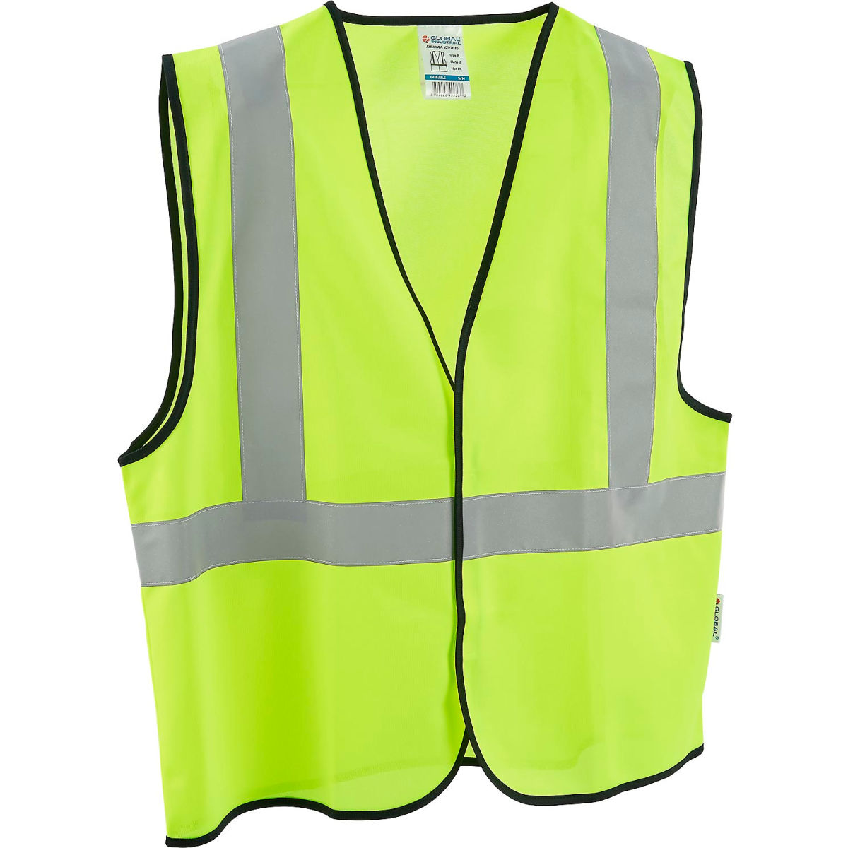 Global Industrial Class 2 Hi-Vis Safety Vest, Solid Polyester, Lime, L/XL
