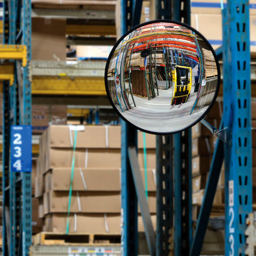 Global Industrial Round Acrylic Convex Mirror, Indoor, 18in Dia., 160° Viewing Angle