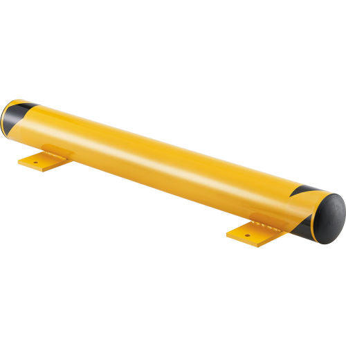 Global Industrial Floor Stop Bollard With Removable Caps, 4-1/2in Dia. x 48inL, Yellow
