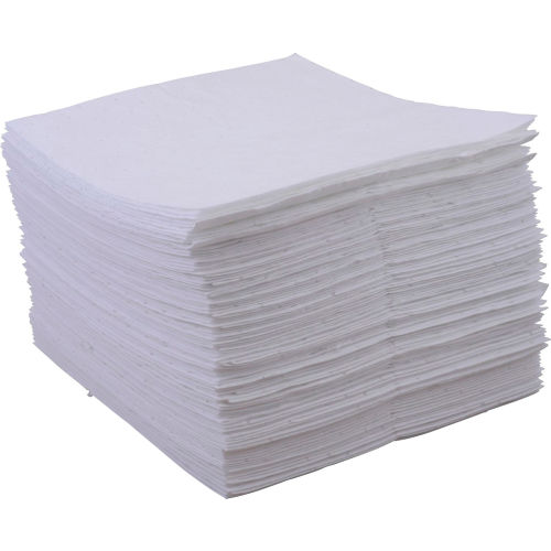 Global Industrial Oil Only Sorbent Pads, Heavy Weight, 15inW x 18inL, White, 100/Pack
