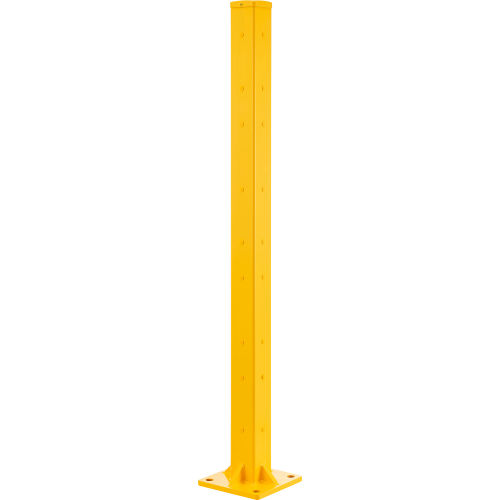 Global Industrial Bolt-On Steel Post For Triple Guard Rail, 60inH, Yellow