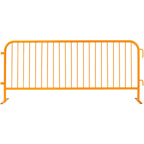 Global Industrial Steel Crowd Control Barrier, 8-1/2ft L x 43inH, Flat Feet, Powder Coat Yellow