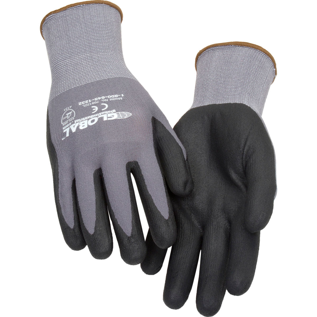 Global Industrial Nylon, Nitrile Coated Gloves, Black, Size L