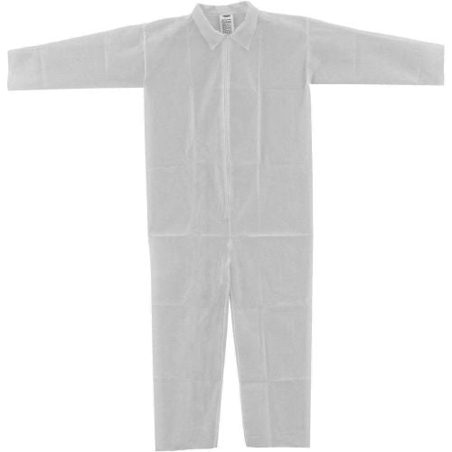 Global Industrial Disposable Polypropylene Coverall, Open Wrists and Ankles, White, 25 per Case