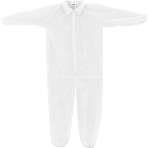 Global Industrial Disposable Polypropylene Coverall, Elastic Wrists and Ankles, White, 25 per Case