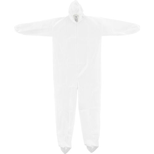 Global Industrial Disposable Microporous Coverall, Elastic Hood and Boots, White, 25 per Case
