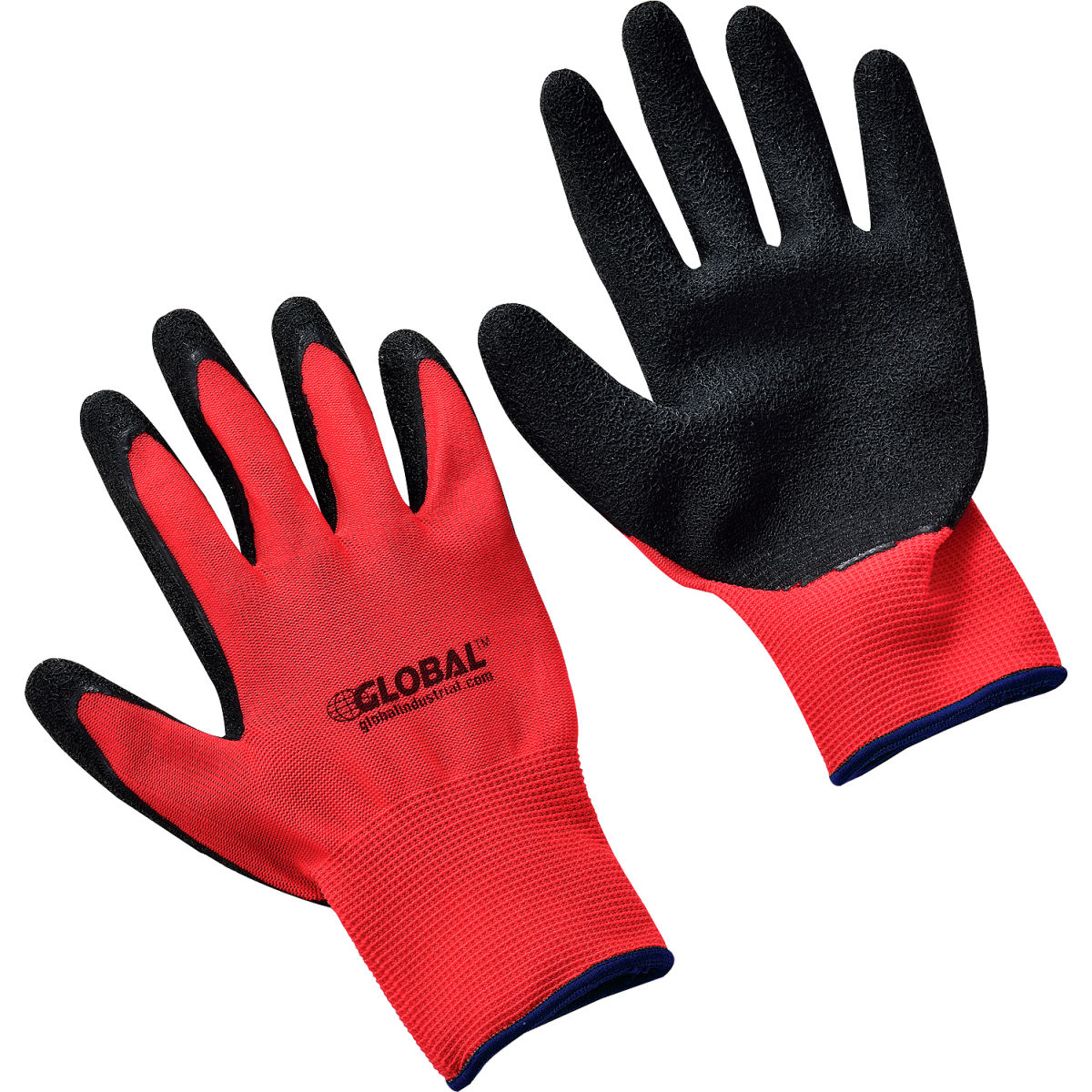 Global Industrial Nylon, Rubber, Latex Coated Gloves, Red, Size XL, Pack of 12
