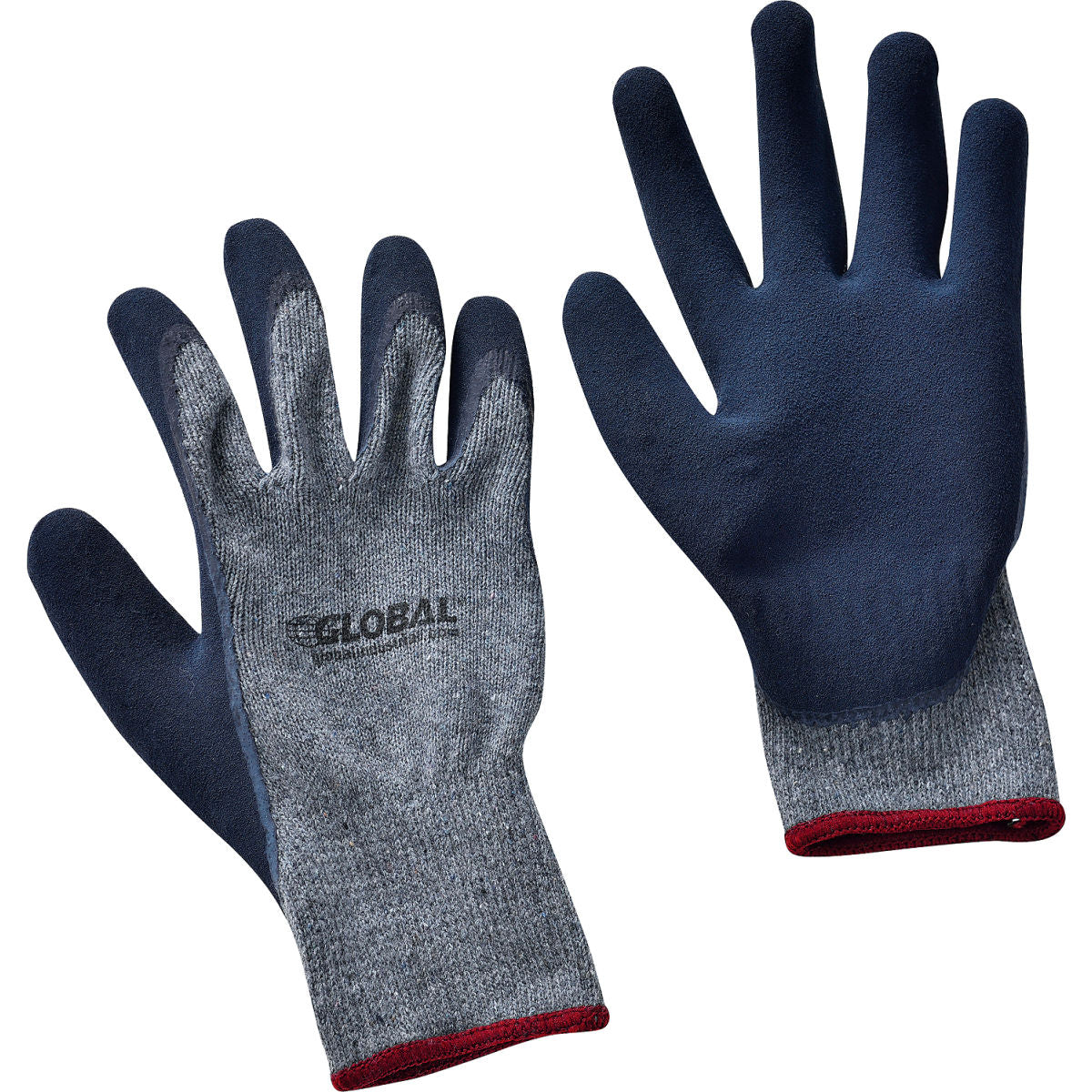 Global Industrial Cotton, Polyester, Rubber Coated Gloves, Gray, Size S, Pack of 12