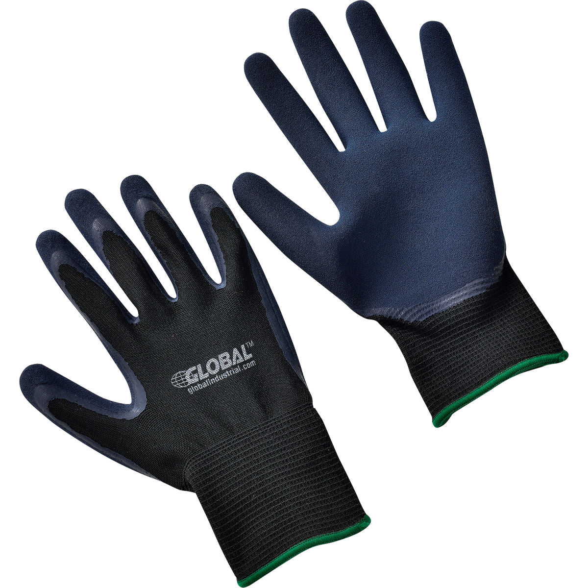Global Industrial Nylon, Rubber, Latex Coated Gloves, Black, Size M, Pack of 12