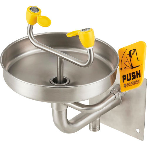 Global Industrial Emergency Eyewash Station, Wall Mount, Stainless Steel