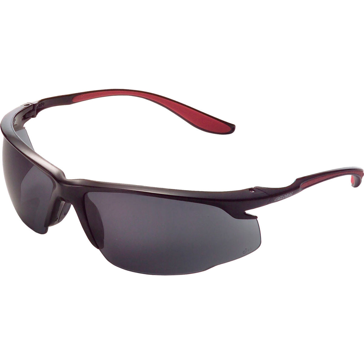 Global Industrial Sport Half Frame Safety Glasses, Anti-Fog, Smoke Lens, Red Frame