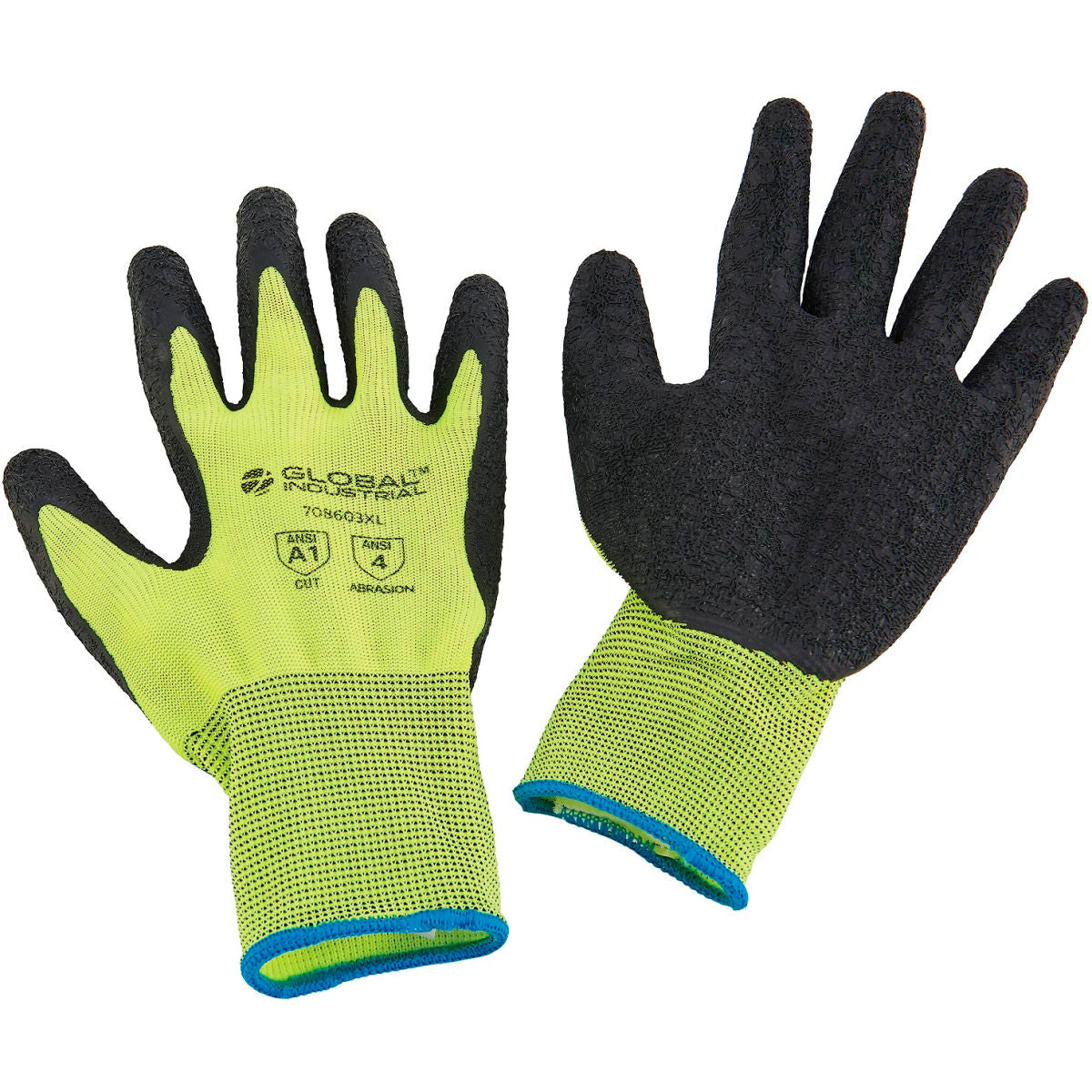 Global Industrial Polyester, Rubber, Latex Coated Gloves, Multi-colored, Size XL, Pack of 12