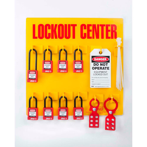 ZING RecycLockout Lockout Station, 8 Padlock, Stocked, 7114