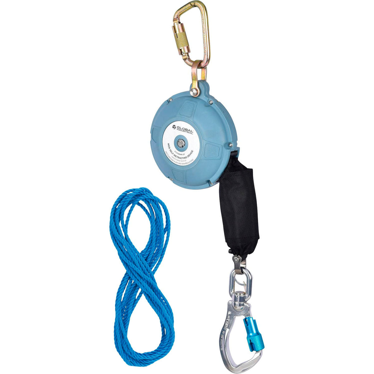 Global Industrial 20'L Contractor Self Retracting Lifeline, Dyneema Web, Aluminum Carabiner