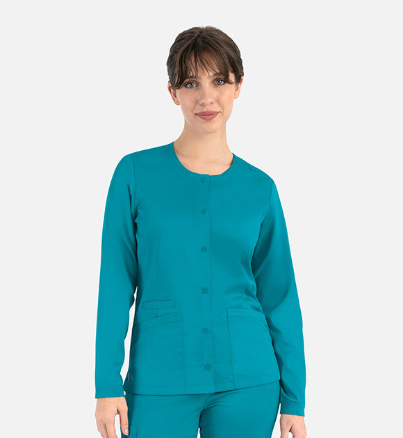 Maevn Matrix Women's Round Neck Snap Scrub Jacket Style 7701 — Teal