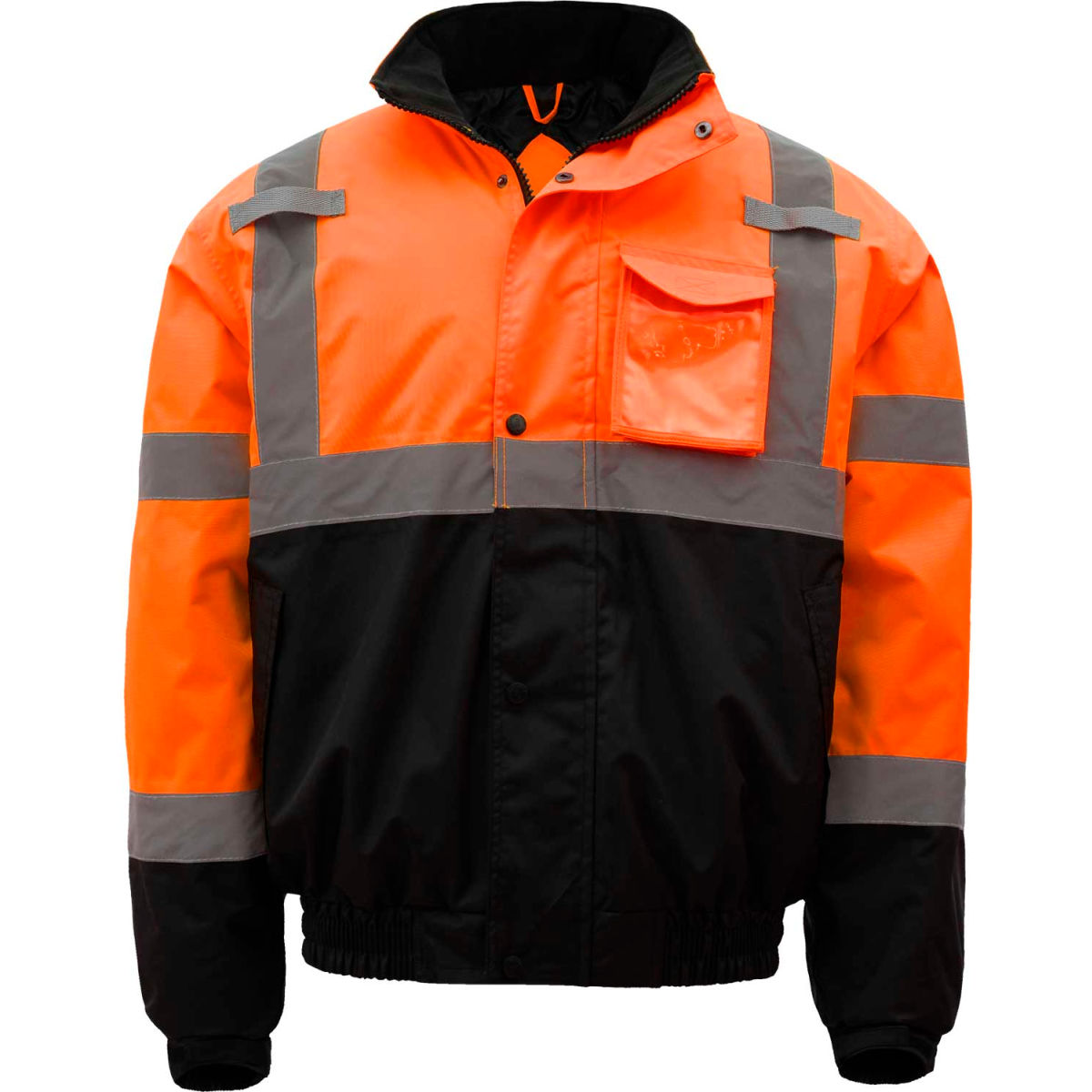 GSS Safety 8002 Class 3 Waterproof Quilt-Lined Bomber Jacket, Orange/Black, Medium