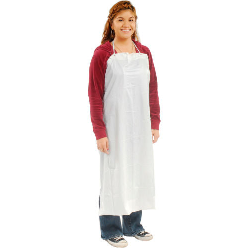 West Chester 6 Mil Raw Edge Vinyl Apron, White, 35in x 45in