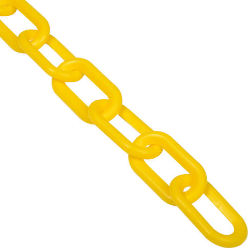 Global Industrial Plastic Chain Barrier, 2in x 50ft L, Yellow