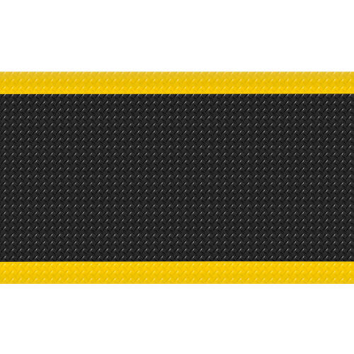 Apache Mills Diamond Star Anti Fatigue Mat, 11/16in Thick, 2ft x 3ft, Black with Yellow Border