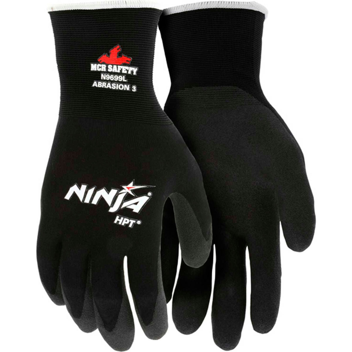 MCR Safety Nylon, Foam Coated Gloves, Black, Size L