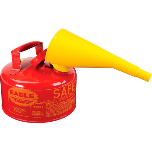 Eagle Type I Safety Can with Funnel, 1 Gallon, Red