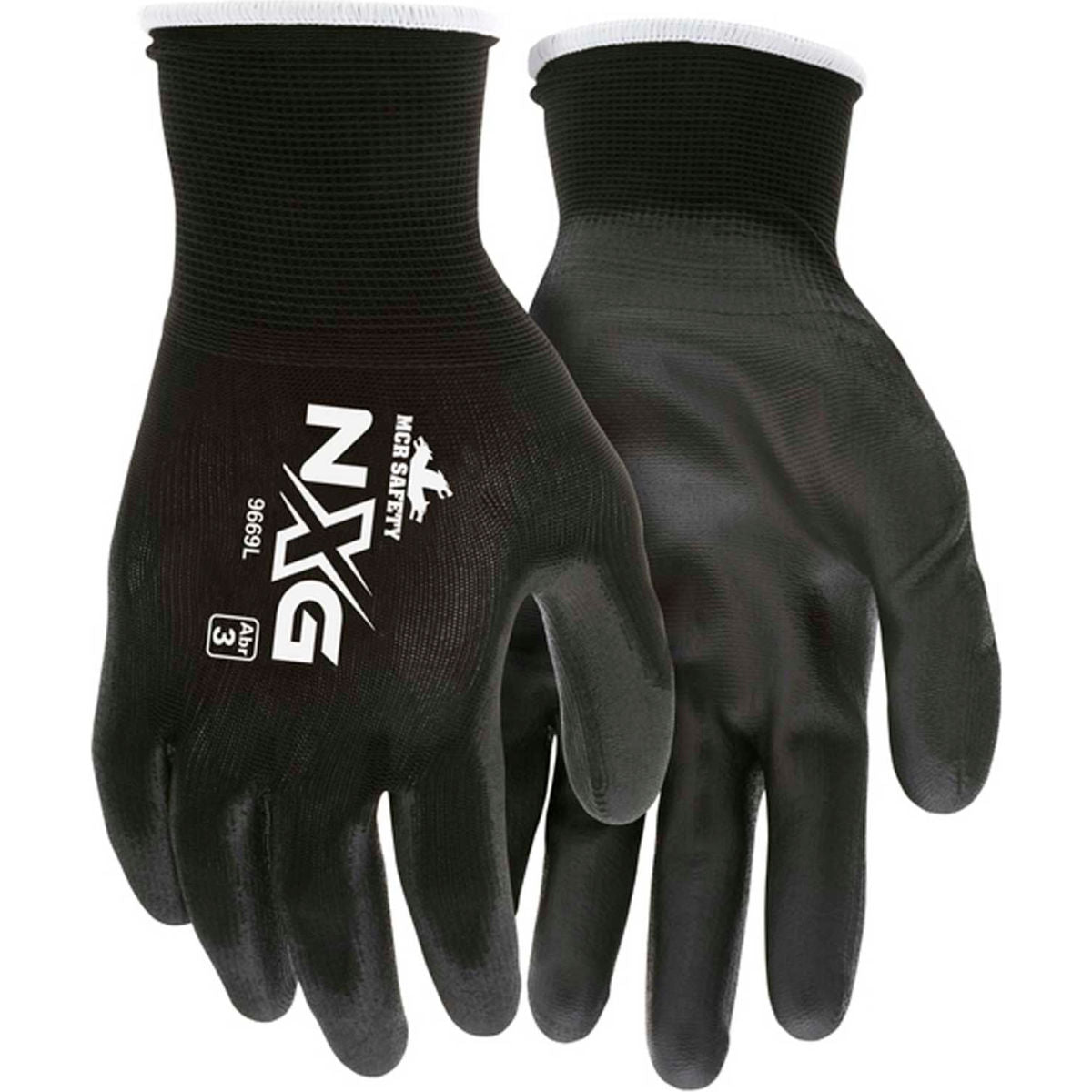 MCR Safety Nylon, Polyurethane Coated Gloves, Black, Size XL, Pack of 12