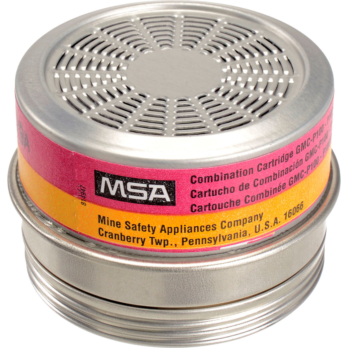 MSA Comfo Respirator Cartridges, Organic Vapor/Acid Gas/P100, 6/Box, 815180