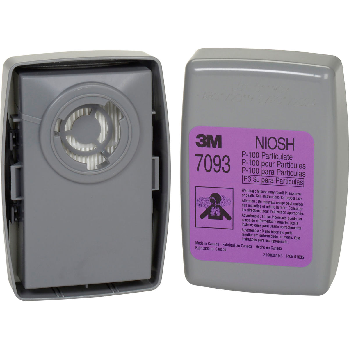 3M 7093 Particulate Filter, P100, 6 Pairs/Box
