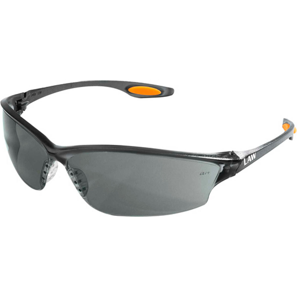 MCR Safety LW212 Law 2 Safety Glasses, Orange Temple Inserts, Gray Lens