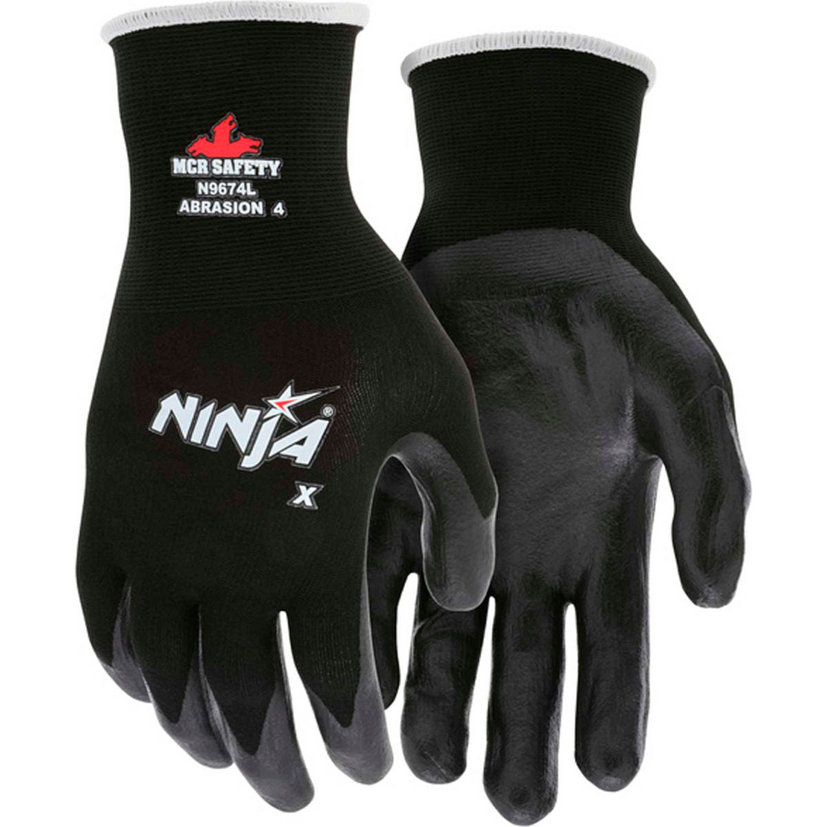 MCR Safety Nylon, Spandex, Bi-Polymer Coated Gloves, Black, Size XL