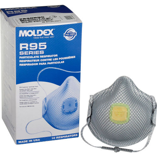Moldex 2840 Series R95 Particulate Respirator With HandyStrap And Ventex Valve, Medium And Large, 10/Box